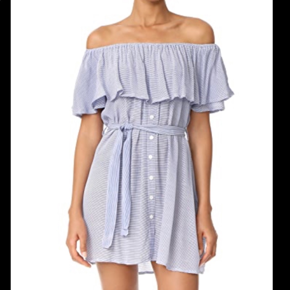 Faithfull the Brand Off the Shoulder Blue Dress